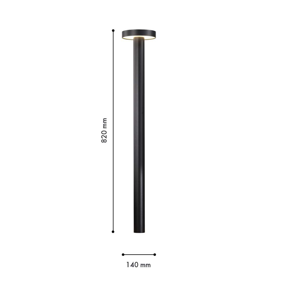 Уличный столб 14*82 см, 1*LED, 12W, 4000K, Favourite Grybas 4640-1F, черный матовый