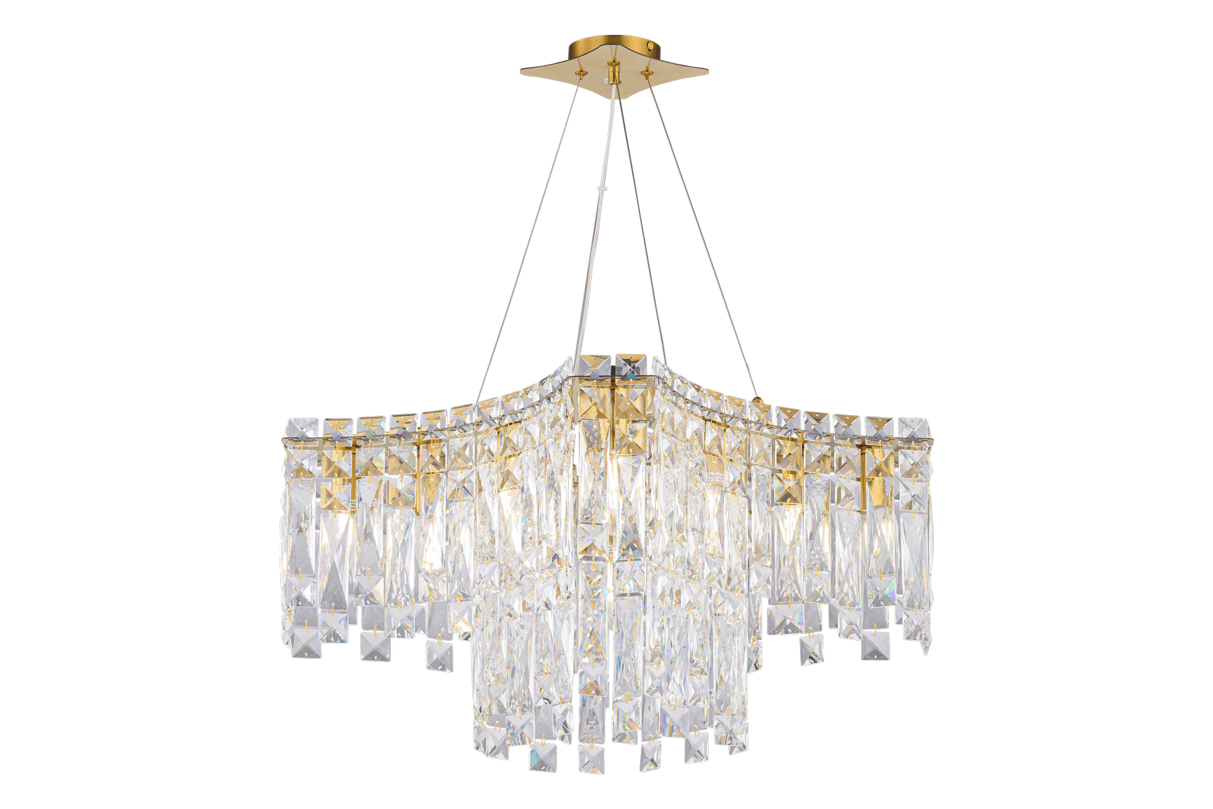 Люстра 640*620*240-700, 12*E14, 40W NewRgy Cristallo 5638P/12A PLATING BRASS+CLEAR, PLATING BRASS+CLEAR