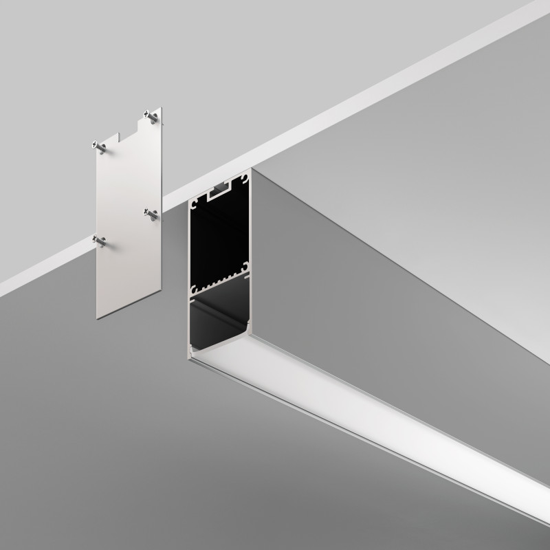 Алюминиевый профиль  Накладной 2000*35,6*66,8 мм для светодиодной ленты Maytoni Led strip Серебро ALM-3566-S-2M
