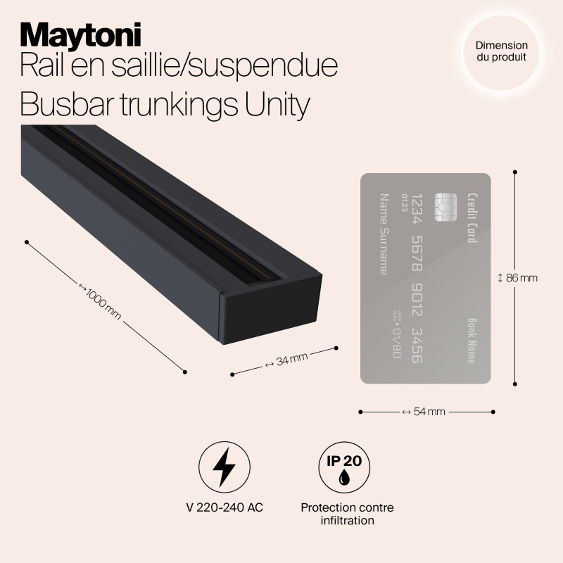 Шинопровод накладной 1 метр Maytoni Track Unity TRX001-111B, черный