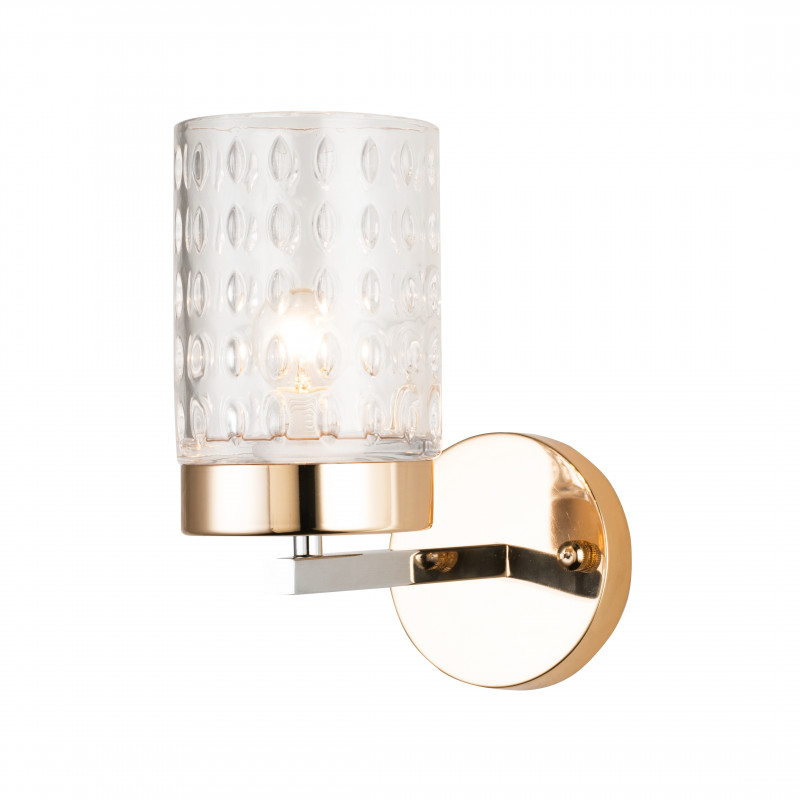 Бра Favourite Crystallus 2710-1W, D250*W125*H290, каркас светло-золотого цвета и цвета хром, плафон из узорного стекла