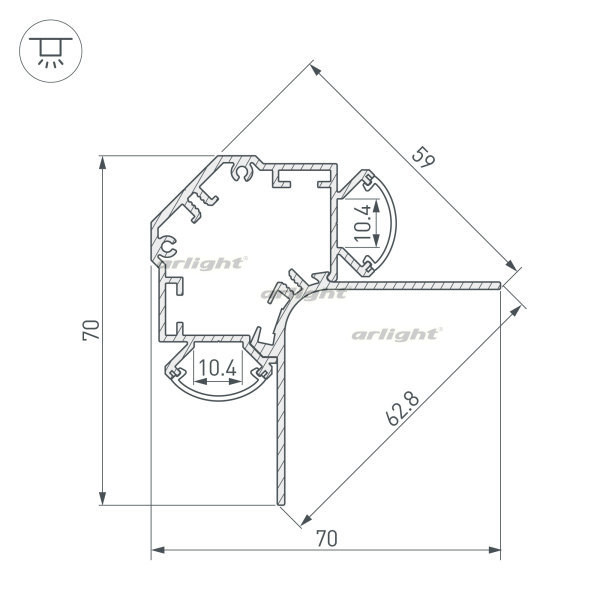 Профиль Arlight 034985 200*7*7 см. Цена указана за 2 метра. Продается кратно 2 метрам.  экран отдельно