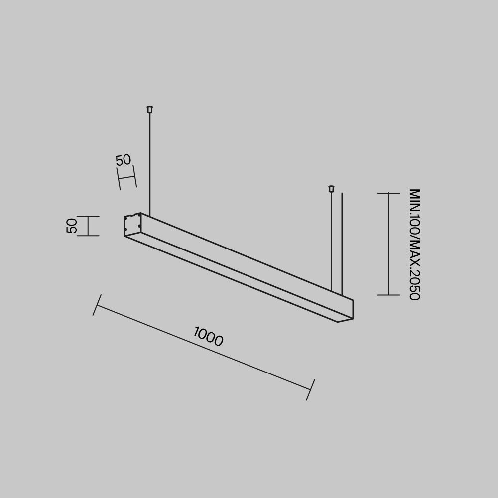 Линейный светильник подвесной 4000K 50x50 20 Вт (Черный, 1 м) LL312028 Maytoni Technical