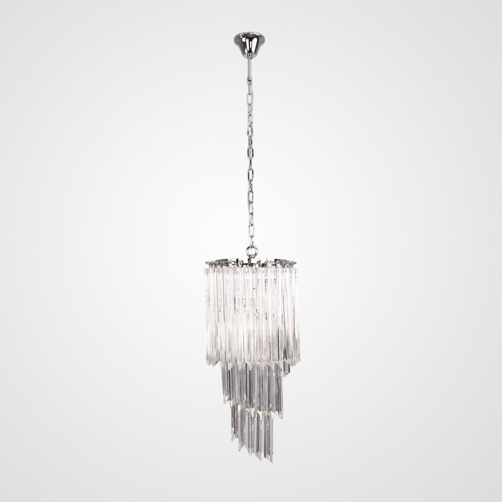 Подвесная люстра Odeon Chandelier Glass Clear 30*30*69 см, 3*E14*40W, ImperiumLoft 40.1929-2, Хром
