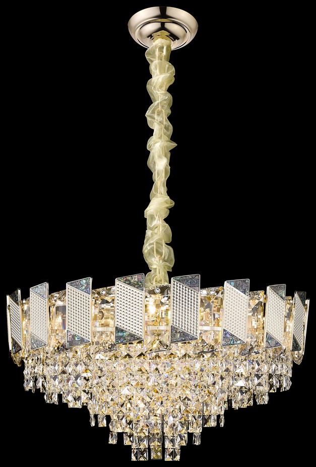 Светильник подвесной Wertmark Malvina WE114.12.303, 60*60 см, золото, бирюзовый