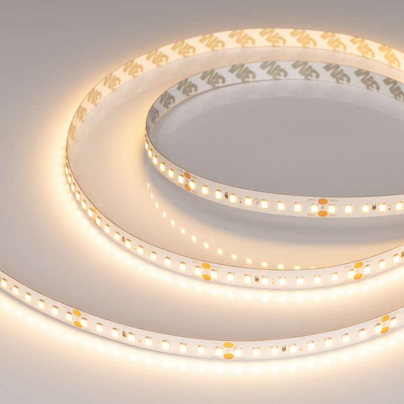 Лента RT-A144-10mm 24V Warm2700 (7.7 W/m, IP20, 2835, 5m) (Arlight, высок.эфф.200 лм/Вт) 038781. Цена указана за 5 метров. Продается кратно 5 метрам.