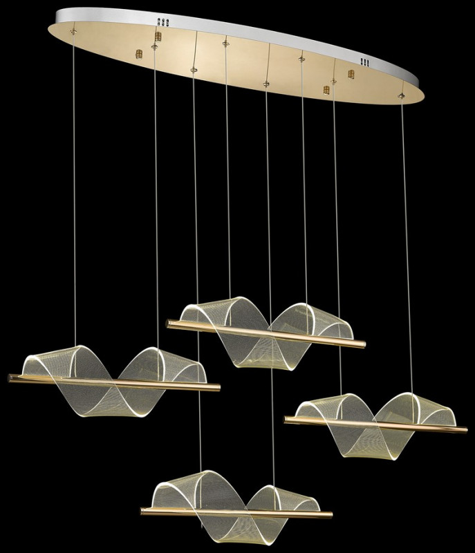 Светильник подвесной 106*39*150 см, LED 56W, 3200K, 15 м2 Wertmark Hilda WE452.04.323, золото