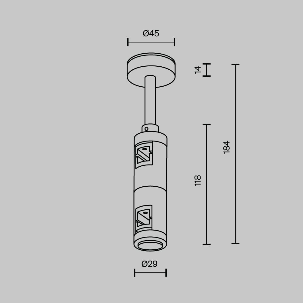 Комплектующие для трековой системы  TRA156C-D1-PT 4,5*2,9*-18,4 см, *Maytoni technical Accessories for tracks Flarity TRA156C-D1-PT, Платина