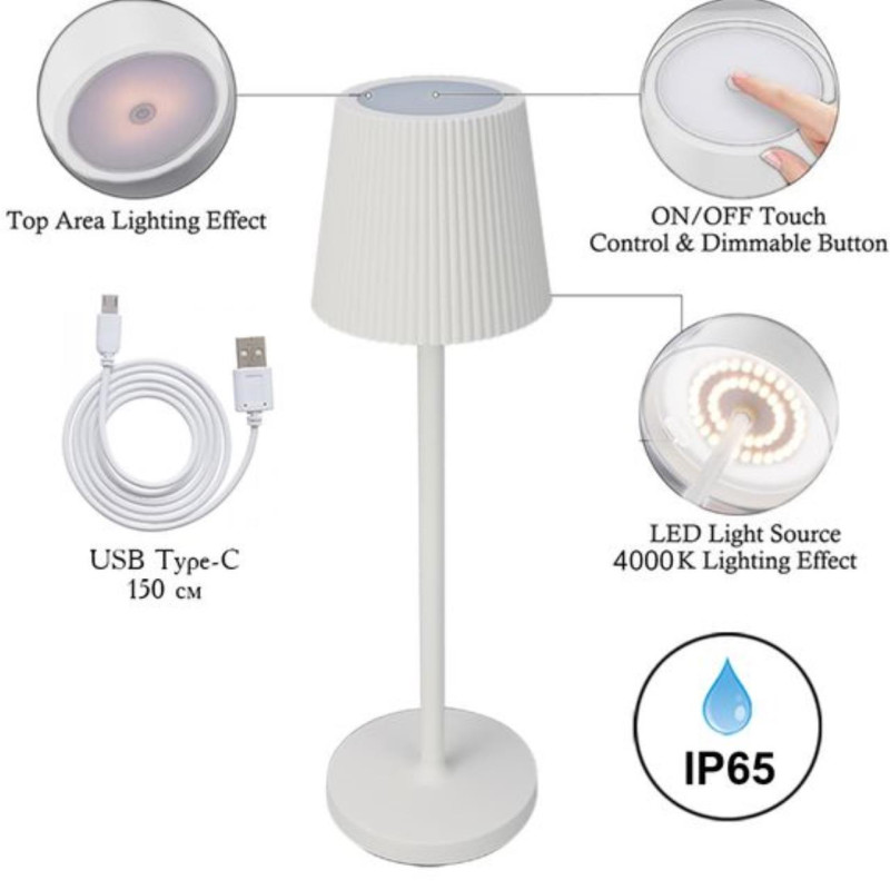 Настольная лампа 38 см, 3W, 4000K, Arte Lamp FUYUE A1616LT-1WH, белый
