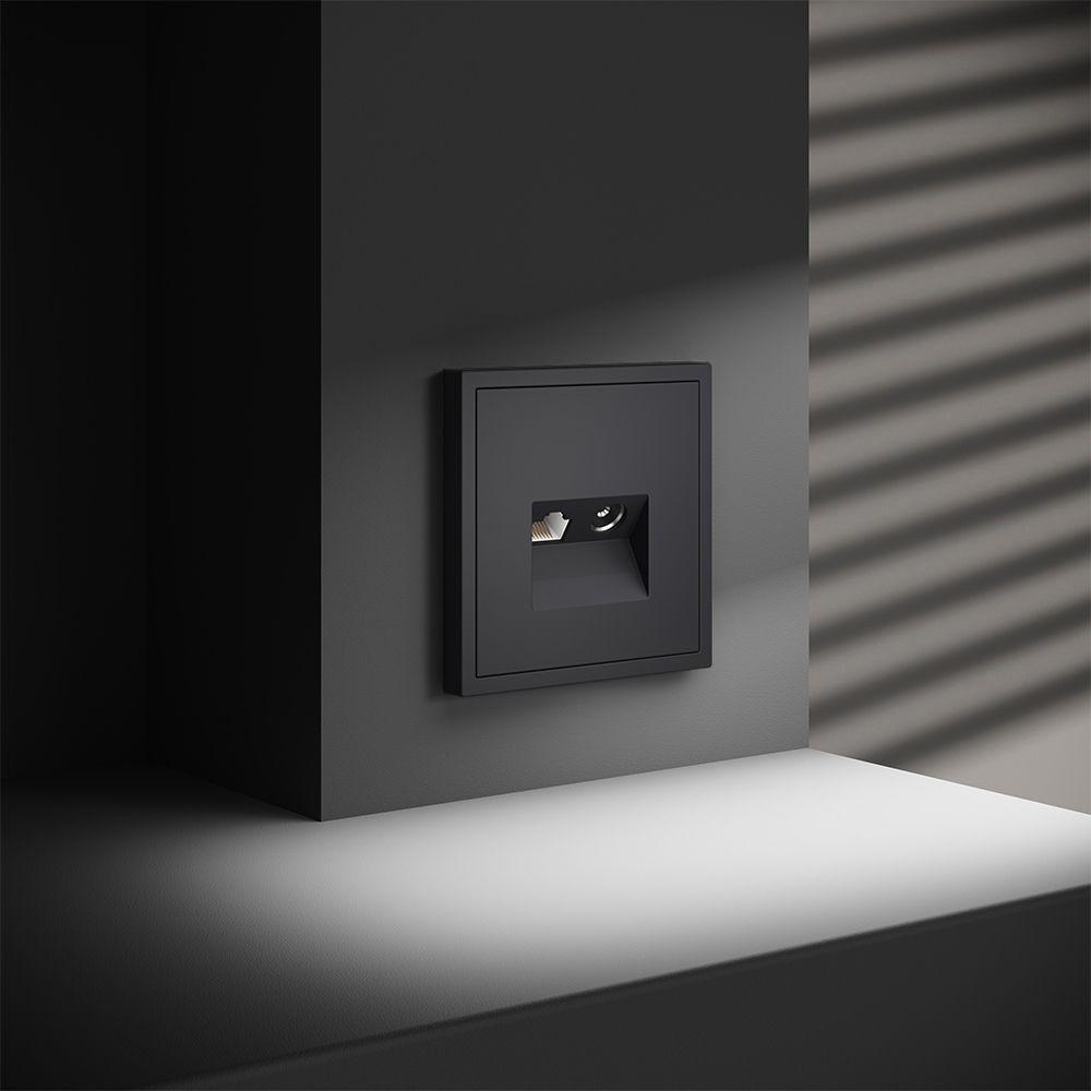 Розетка телевизионная встраиваемая TV+RJ45 кат. 6, графит Voltum S70 VLS060707, Пластик Soft touch