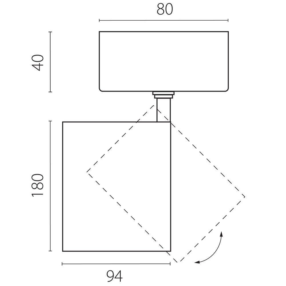 Светильник накладной c адаптером *9,4*18 см, *40W, 2700-4200-6000K, Lightstar Canno Pro C4407SO, Черный