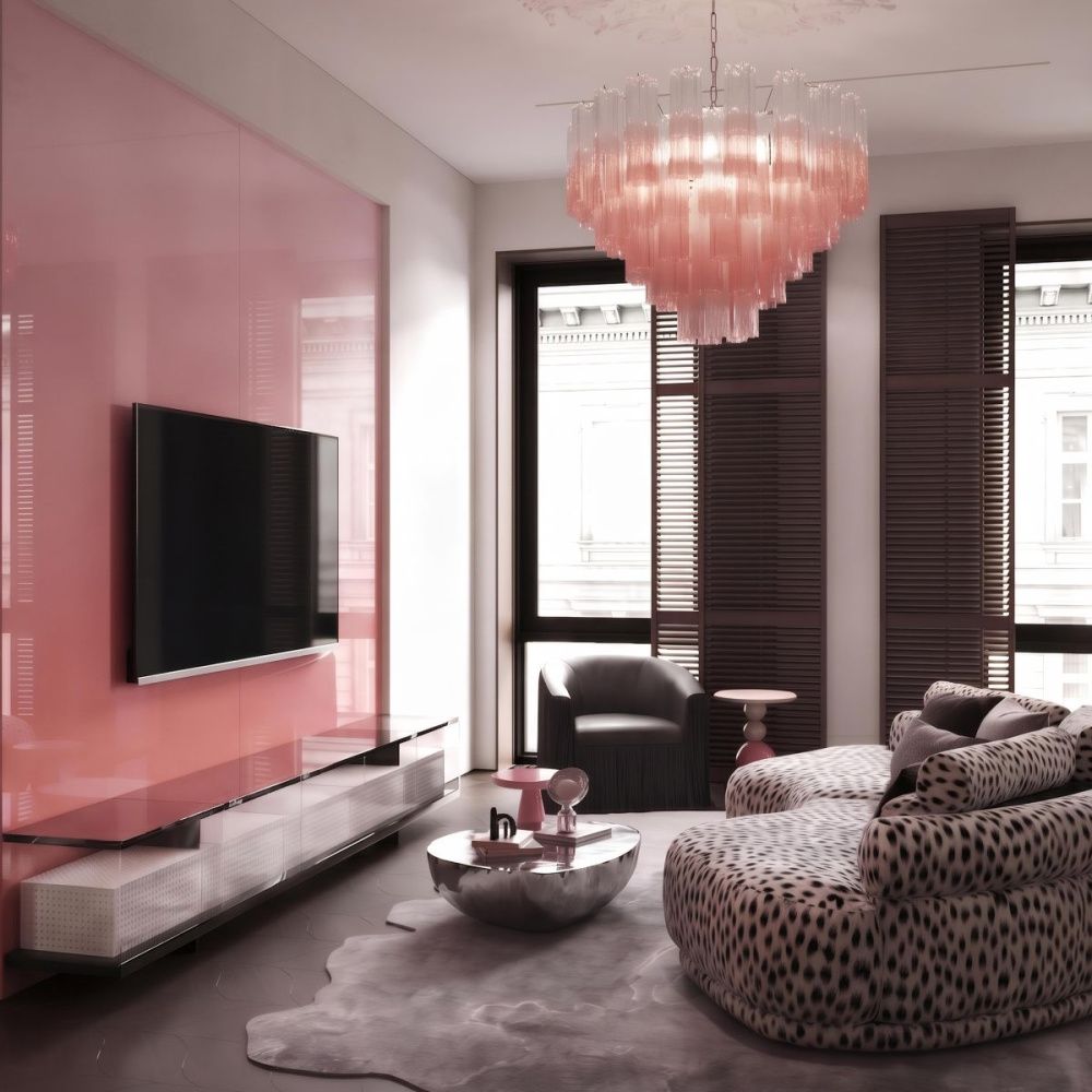 Подвесная люстра 60 см, Loft IT Murano 10580/600 Clear pink, бронза