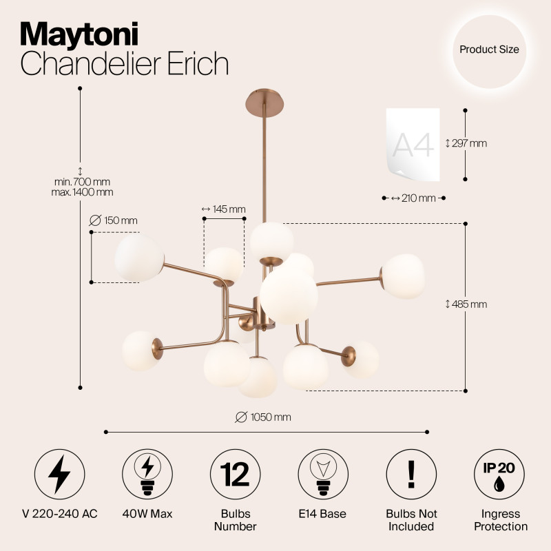 Подвесная люстра Maytoni Erich MOD221-PL-12-G