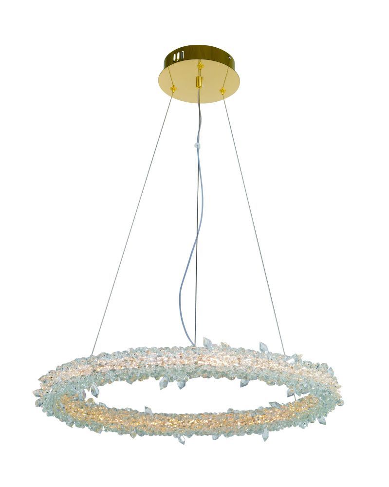 Люстра Ø550 x H50 (1000) мм, Светодиодная лента 50W 3000-6000K NewRgy GOLD+CLEAR (Золото + Прозрачный Хрусталь) 2837E/50W GOLD+CLEAR