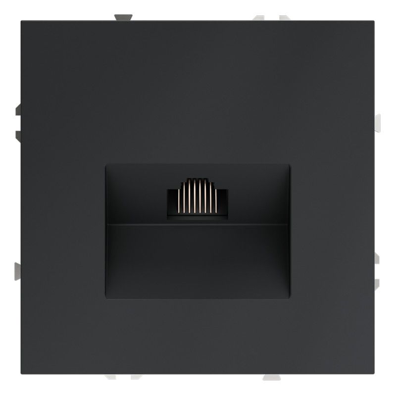 Розетка компьютерная встраиваемая Voltum S70 RJ45 кат.6, графит пластик Soft touch VLS060107