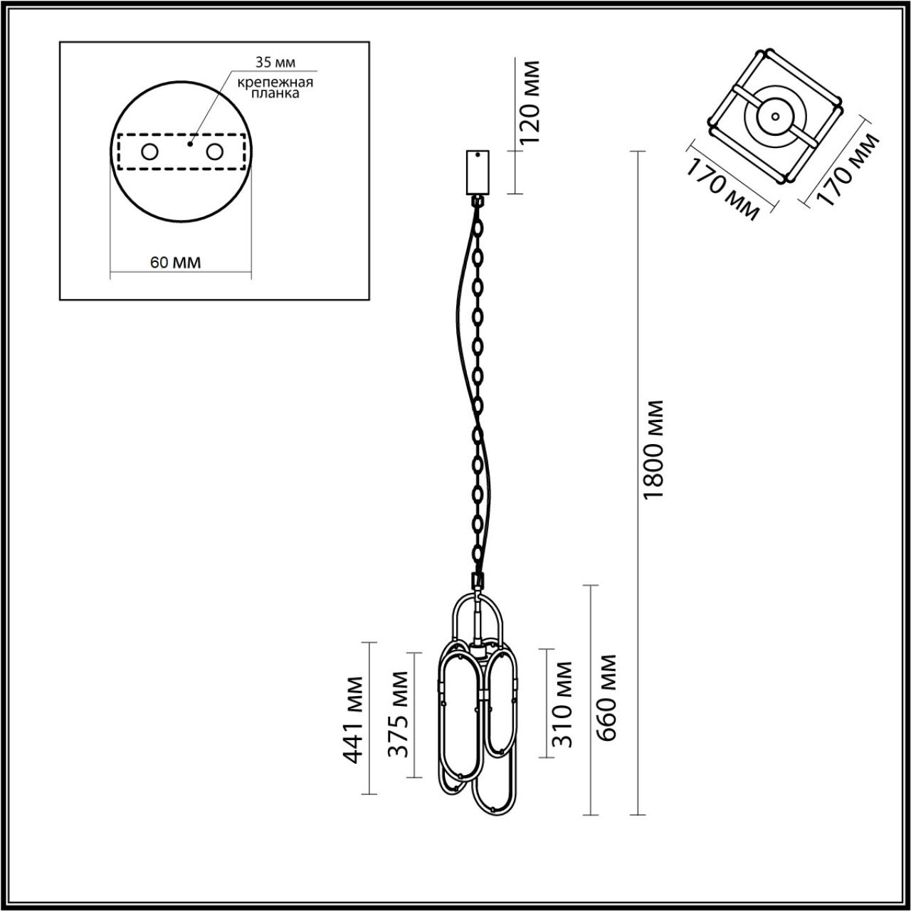 Подвесной светильник 1*LED*15W, 3000К, 1211lm Odeon Light Milano 7066/15L, бронзовый