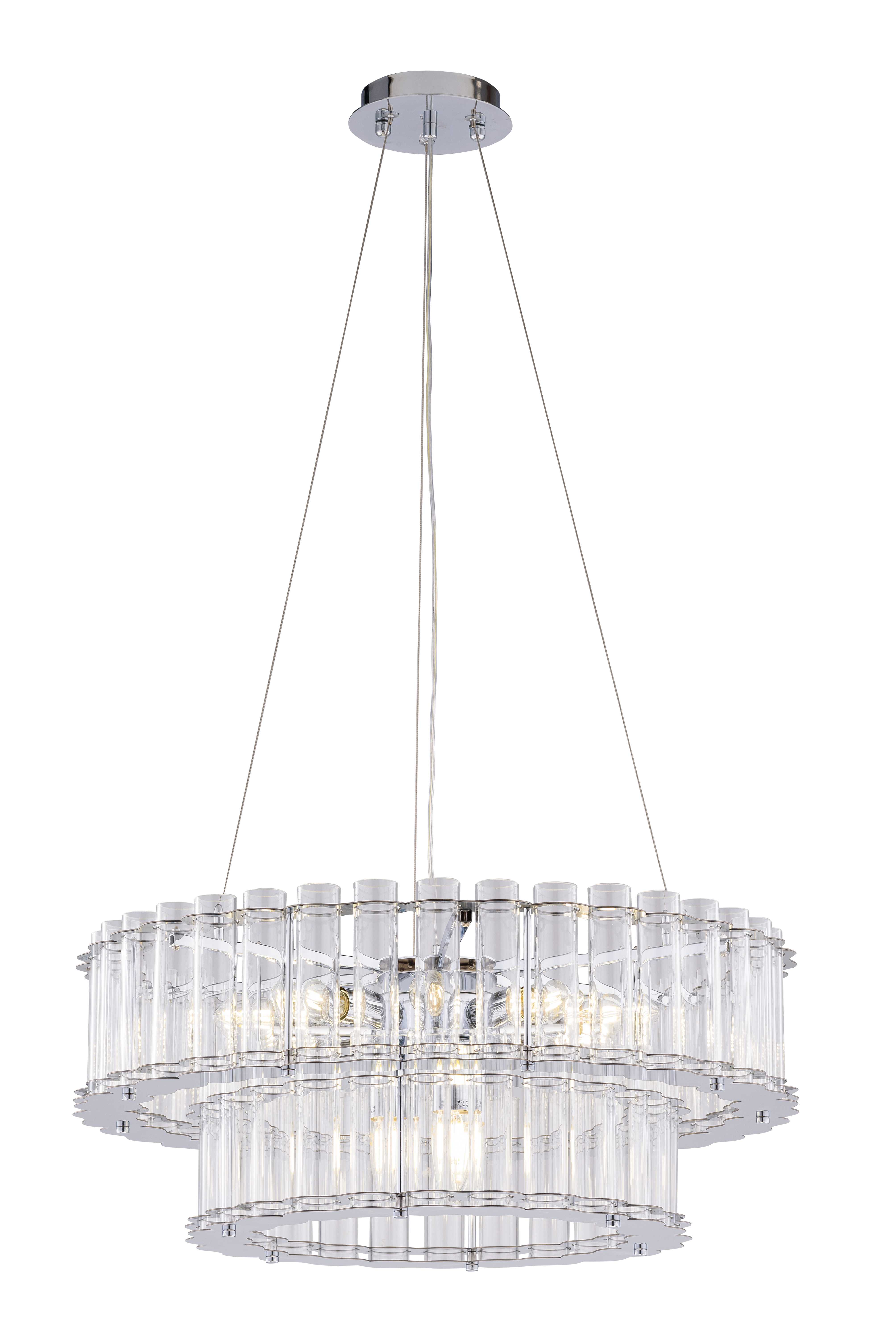 Люстра 600*260, 12*E14, 40W NewRgy Cristallo 5760R/9+3 CHROME+CLEAR, Хром+Прозрачный