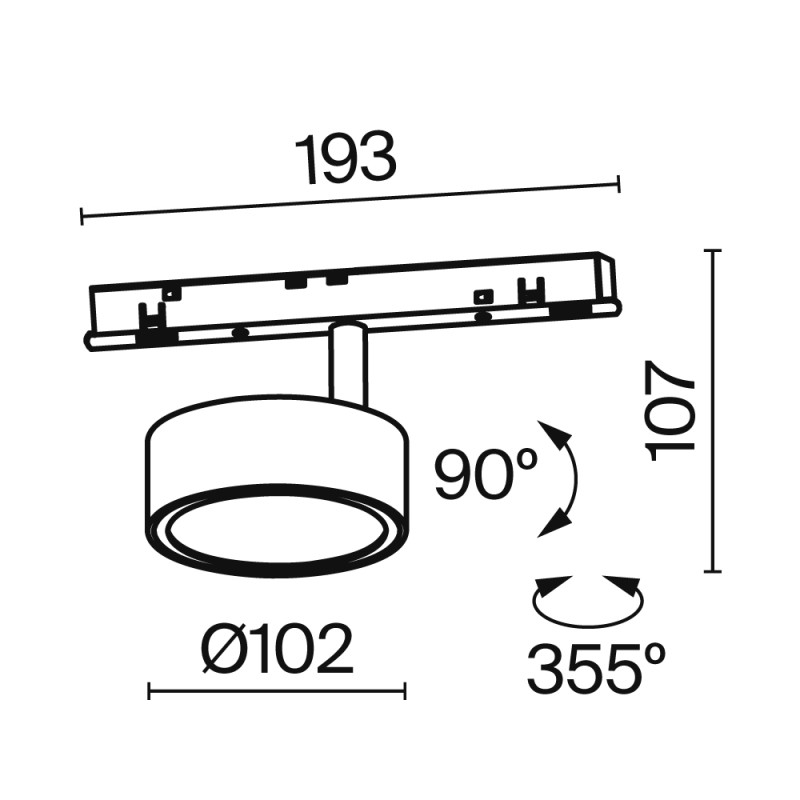 Трековый светильник Rado Exility 3000-6000K 18Вт 120° Dim Dali 14,6*5,4*10,2*19,2 см, LED*18W TR040-4-18WTW-DD-B Maytoni, Черный