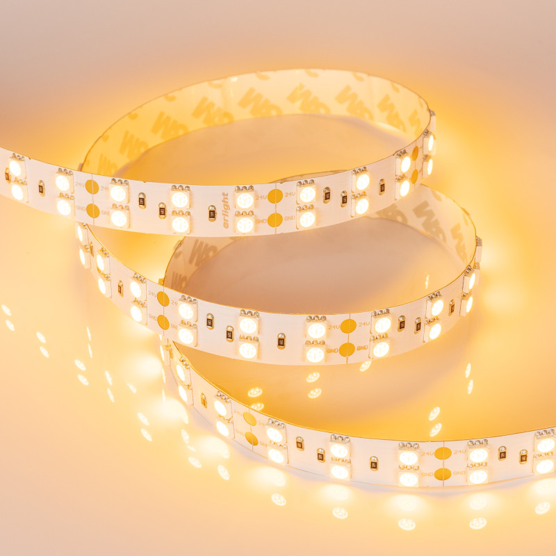 Лента RT 2-5000 24V Yellow 2x2 (5060, 600 LED, LUX) (Arlight, 28.8 Вт/м, IP20) 011263. Цена указана за 5 метров. Продается кратно 5 метрам.