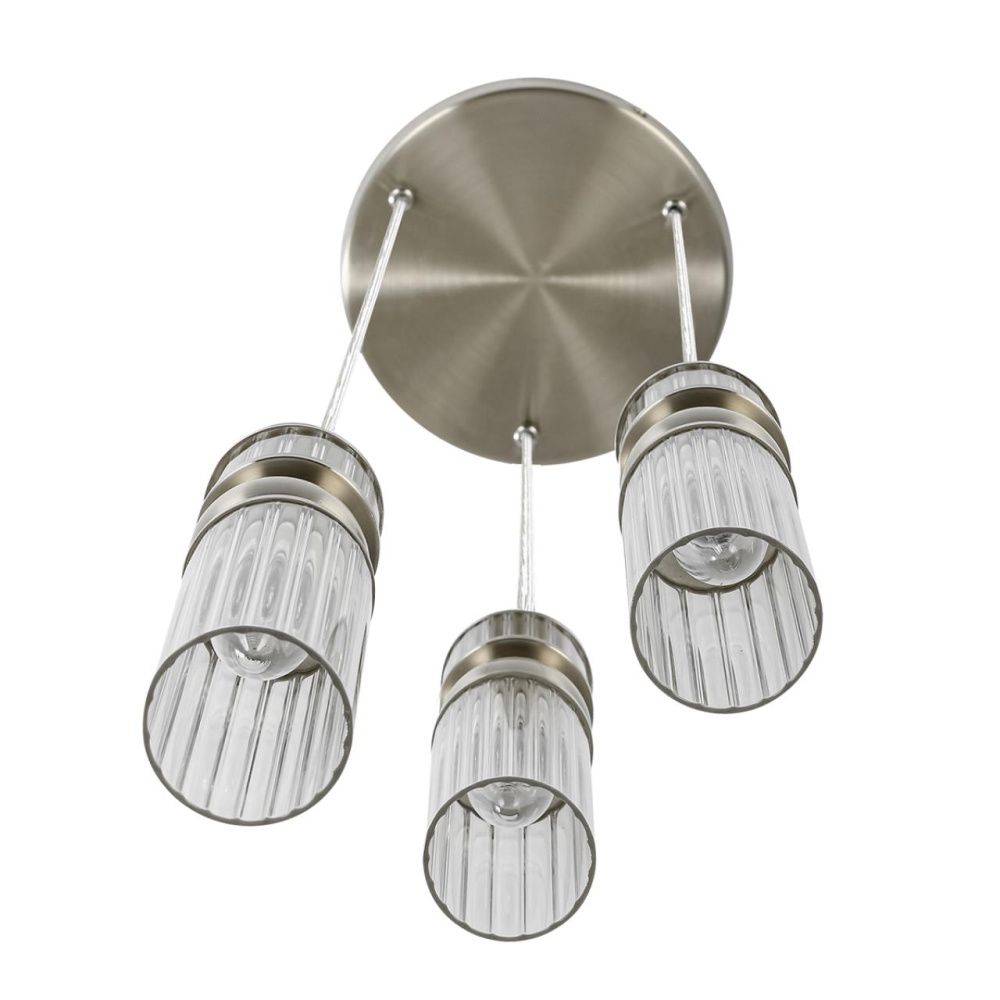 Подвес 22*22*222-222 см, 3*E14*40W, Lumion Denver LUM8277/3A, стальной; серебристый