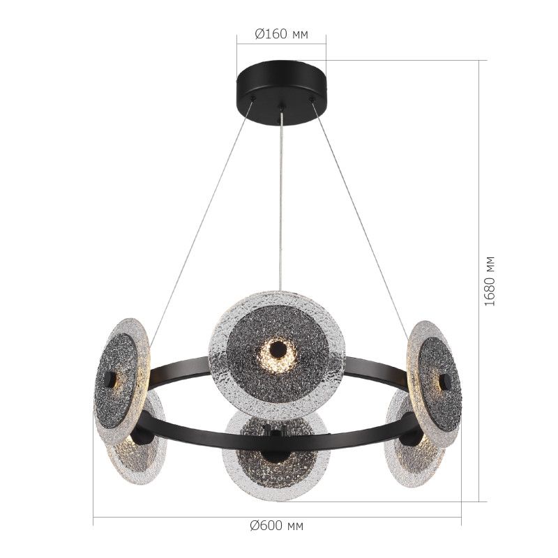 Подвесная люстра 60*150 см, 1*LED*34W, 4000K, ST-Luce Alumno SL6142.433.01, черный