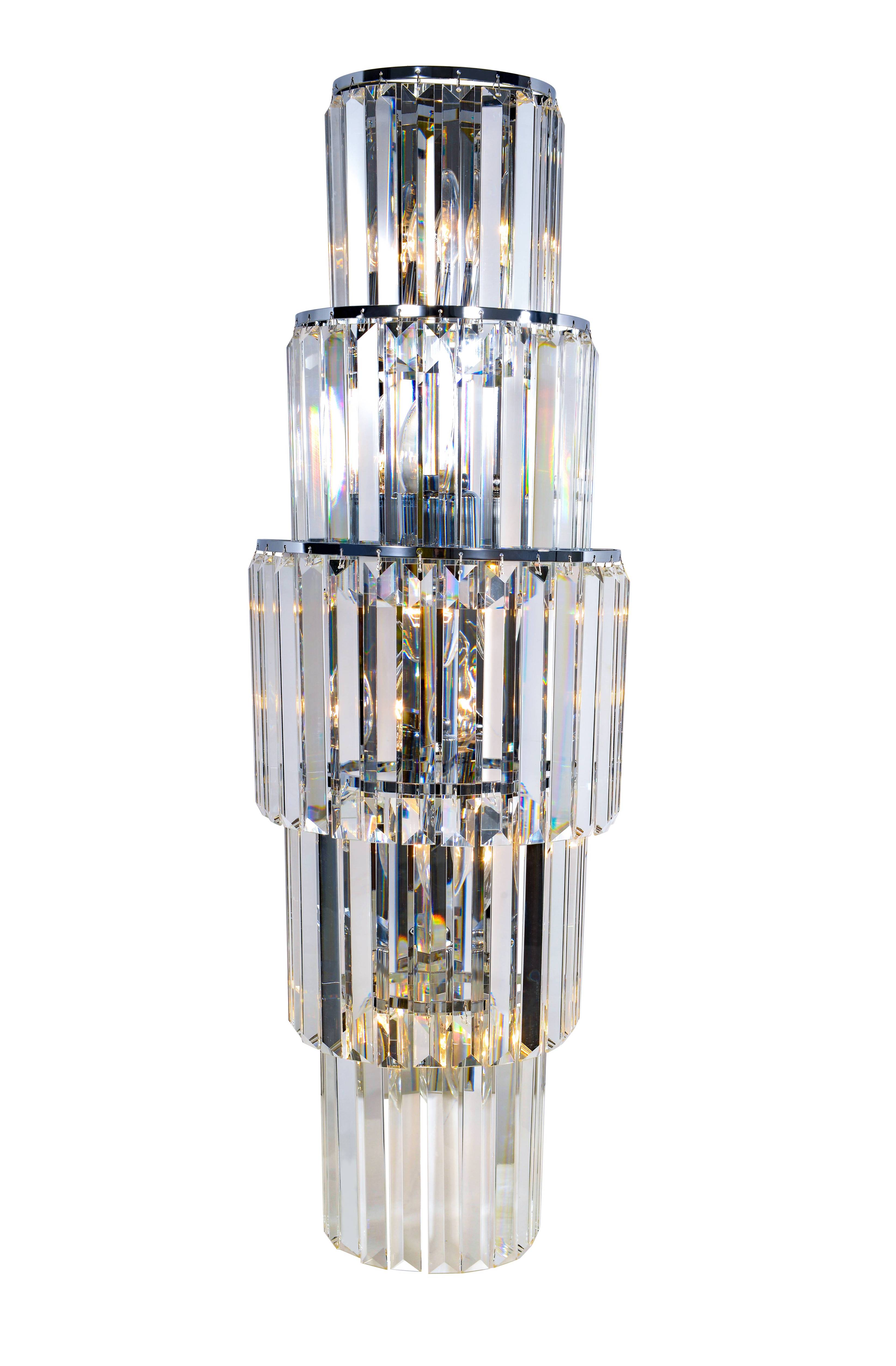 Бра 250*800, 6*E14, 40W NewRgy Cristallo W2799R/6A CHROME+CLEAR, Хром+Прозрачный