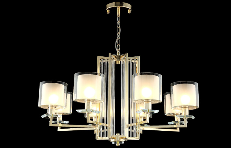 Люстра 86 см, Crystal Lux NICOLAS SP-PL8 GOLD/WHITE золото/прозрачный