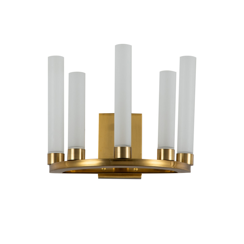Бра Favourite Geyser 3015-5W, D155*W260*H220, латуни, цилиндрические плафоны разной высоты из матового стекла