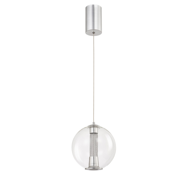 Подвесной светильник 20*135 см, 7W, Favourite Boble 4552-2P серебро, прозрачное стекло