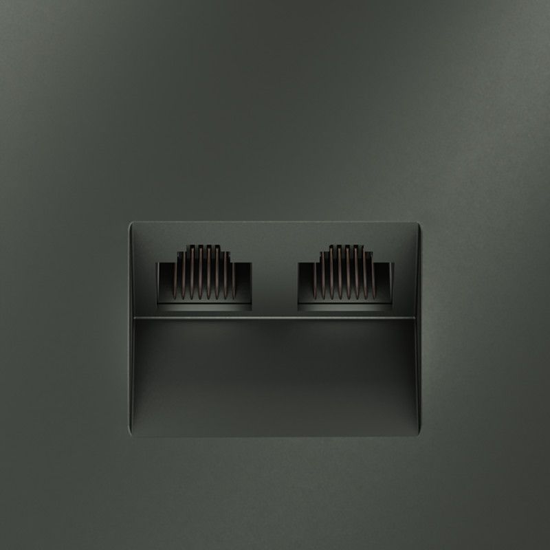 Розетка компьютерная встраиваемая Voltum S70 двойная RJ45+RJ45 кат.6, титан пластик Soft touch VLS060206