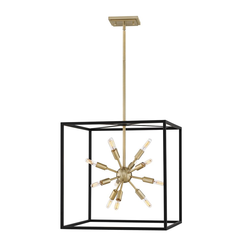 Подвесной светильник 51*51*140-136 см, E14*40W, Natural Concepts Hinkley Aros FE-ADAMS-4P-ANL, черный, натуральная латунь