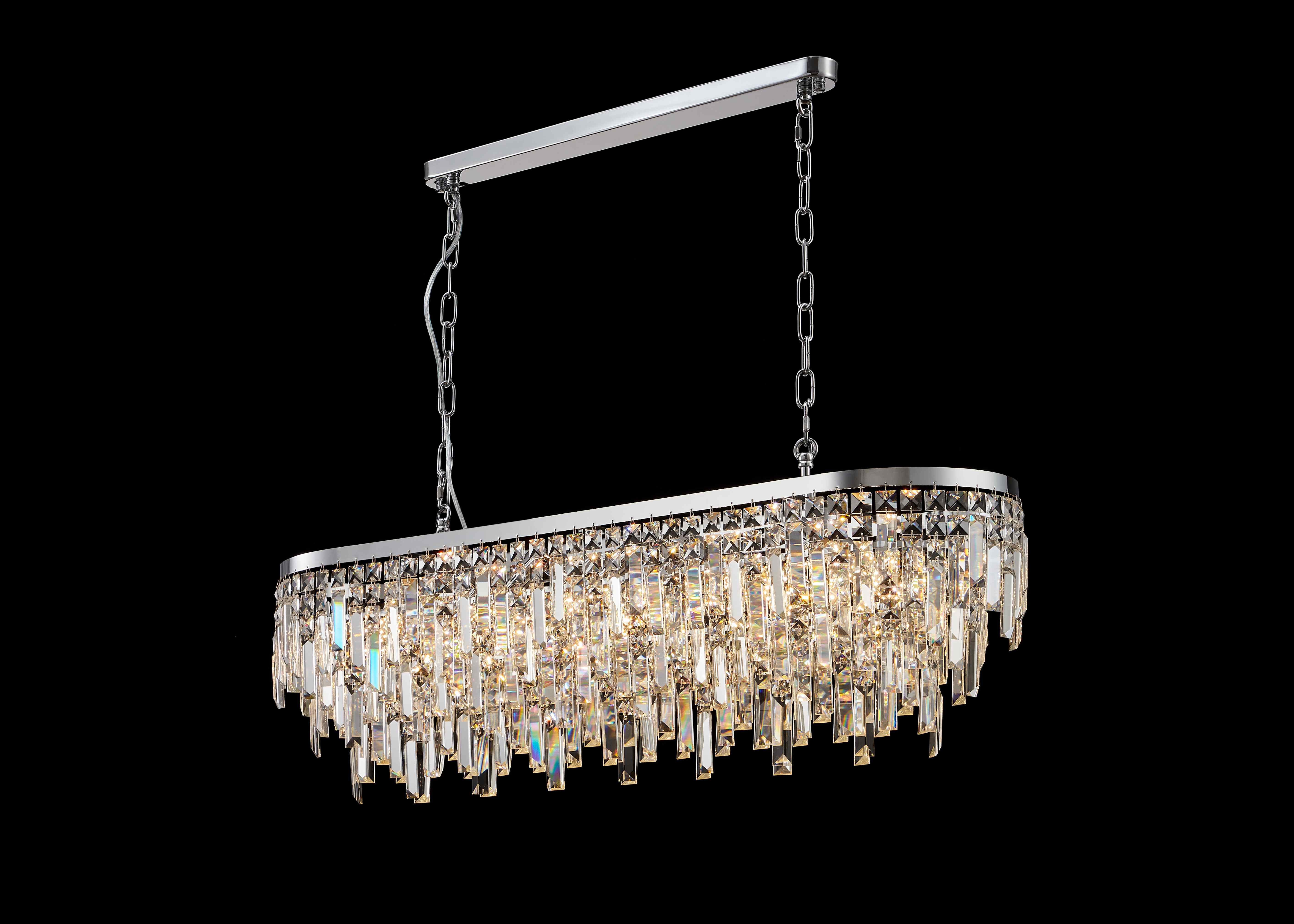 Люстра  1000*300*300, 10*E14, 40W NewRgy Cristallo F7-L1000*W300*H300 OVAL CHROME, Хром