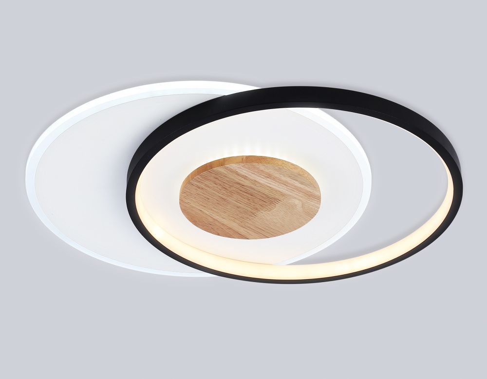 Светильник светодиодный потолочный 46*36,5*4,5- см, **W, 3000-6000K, Ambrella Light Comfort FL4789, белый, черный, дерево