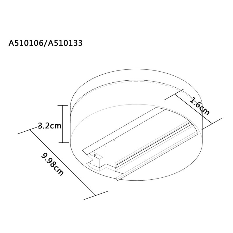 Шинопровод одноместный Arte Lamp A510106, черный
