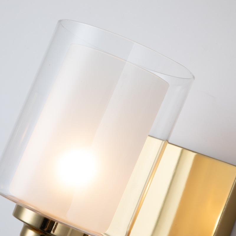 Бра Favourite Plexus 2963-1W, D150*W235*H270, каркас золотого цвета, внутренний плафон из белого стекла, внешний плафон из прозрачного стекла