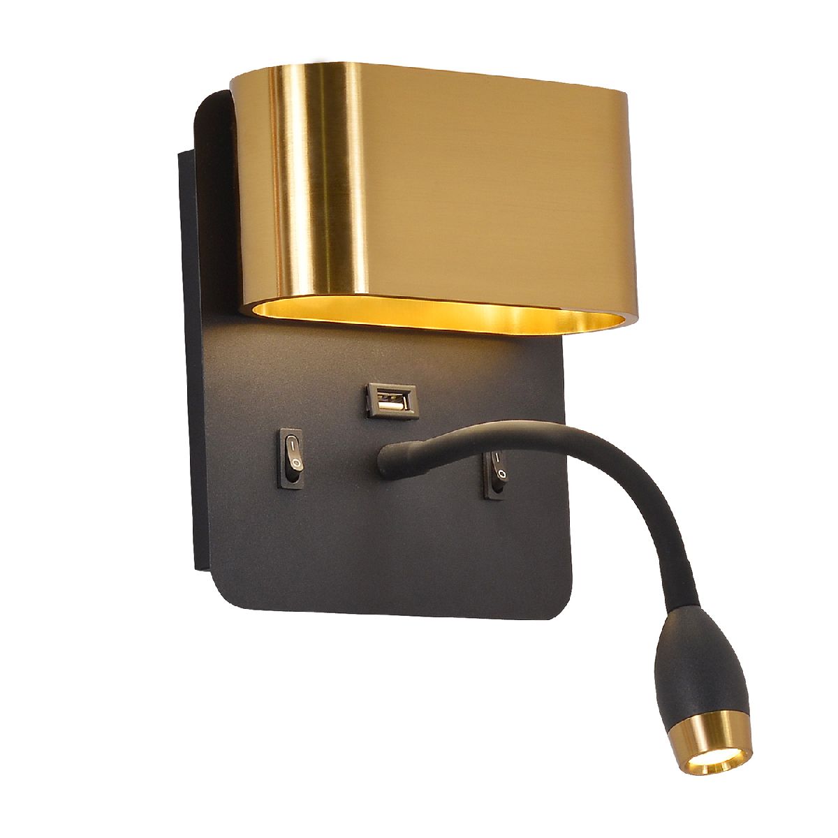 Настенный светильник 28 см, 6W, 4000K, F-Promo Parret 4475-2W, черный-латунь