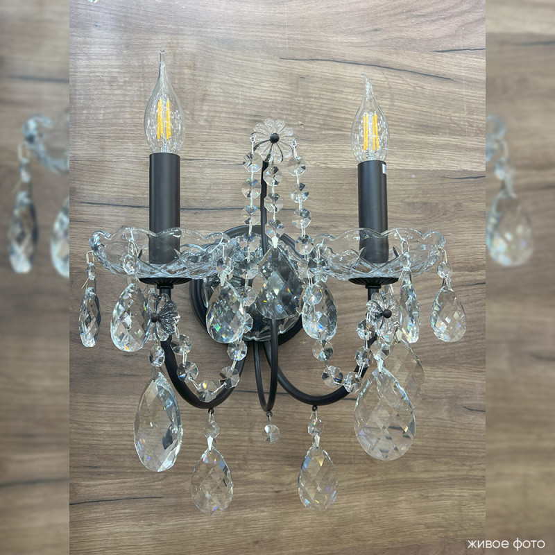 Бра 31 см, Crystal Lux ODELIS AP2 BROWN, коричневый кофейный
