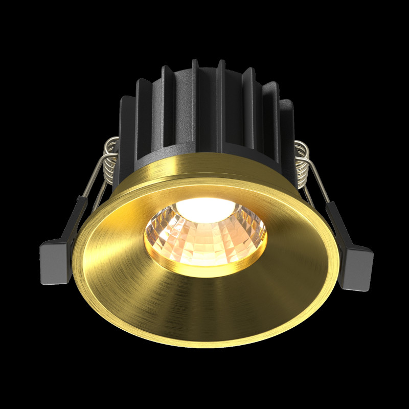 Встраиваемый светильник 8*8*6 см, LED, 12W, 3000К, Maytoni Technical ROUND DL058-12W3K-BS латунный
