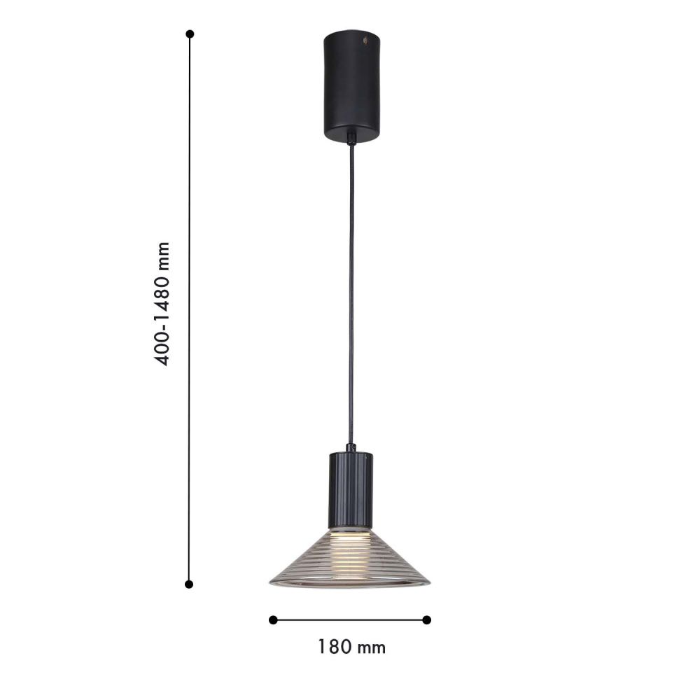 Подвес 18*40-148 см, 1*LED, 6W, 3000K, F-Promo Feris 4622-1P, черный матовый