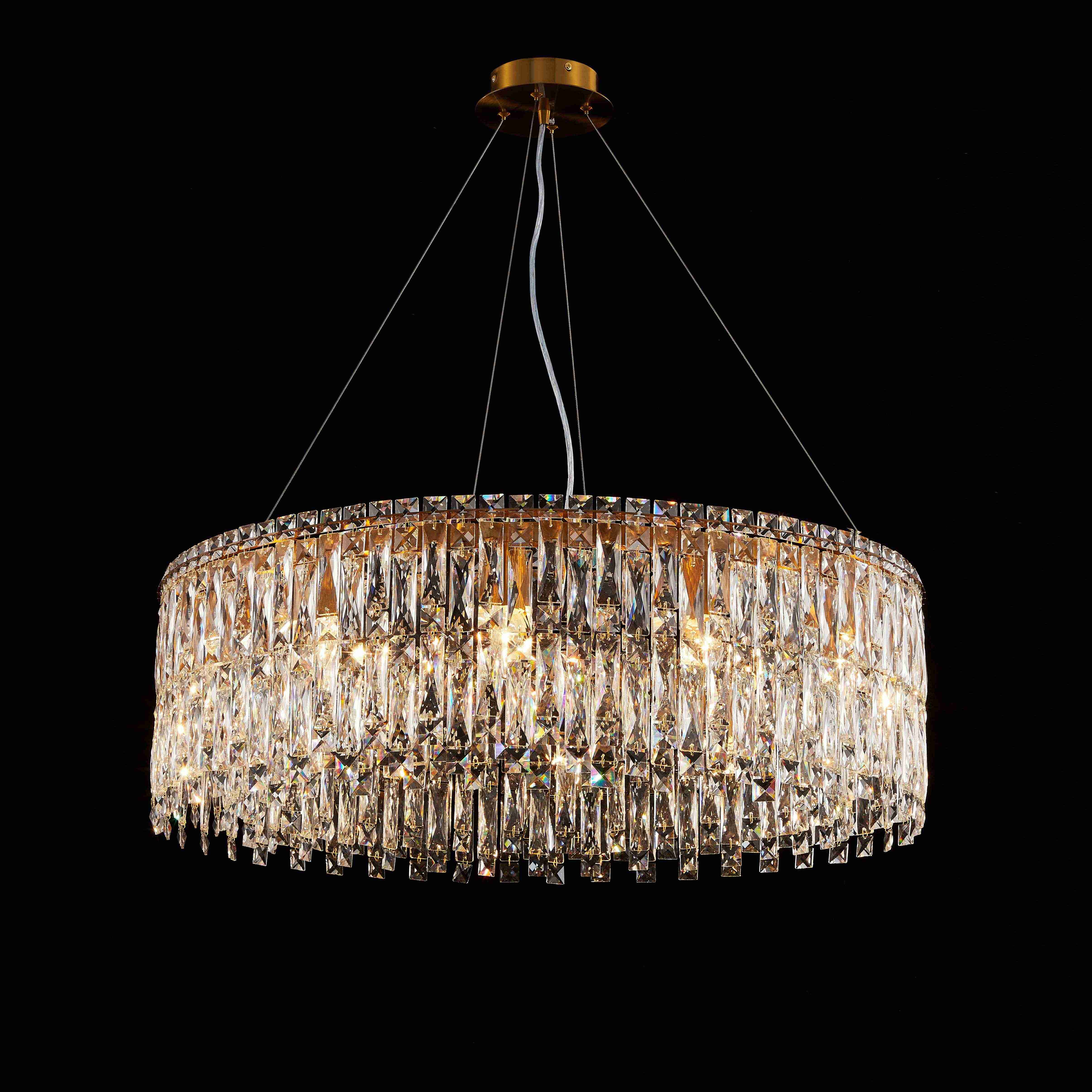 Люстра 800*250, 12*E14, 40W NewRgy Cristallo F53-ф800*H250 GOLD BRONZE, GOLD BRONZE