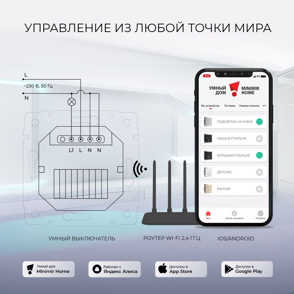 Умный сенсорный выключатель одноклавишный W4510611 Werkel 4690389171284