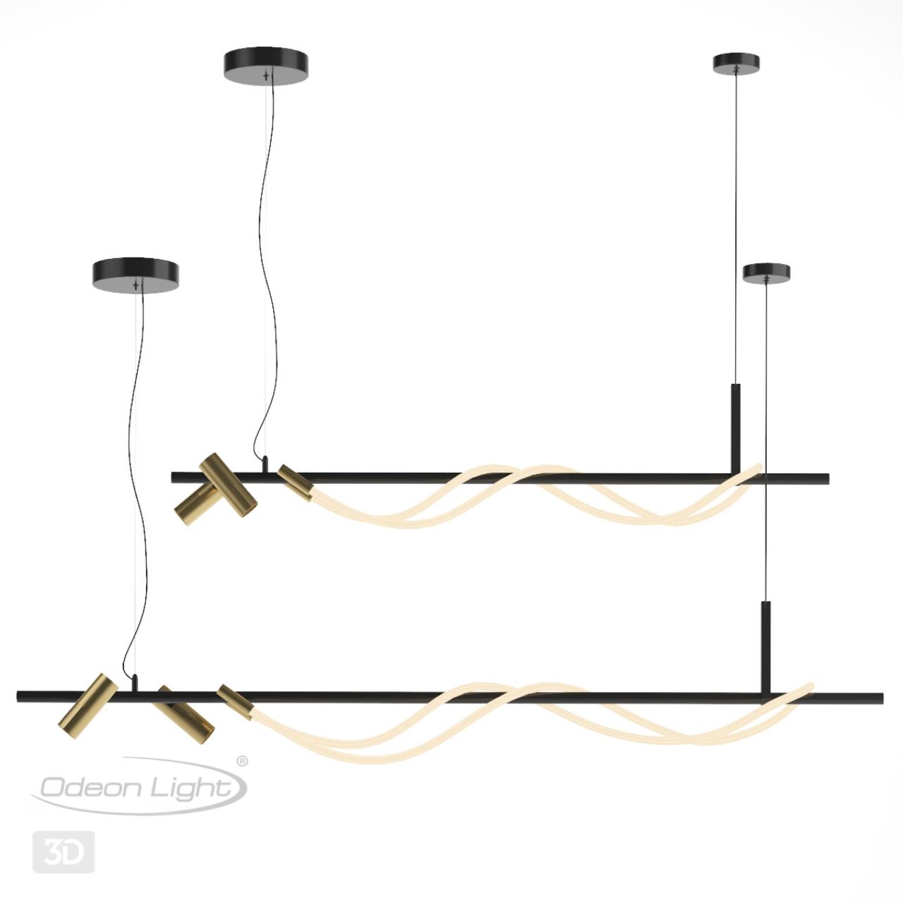 Светодиодный светильник 180 см, 40W, 3000K, Odeon Light CORDA 4397/40L, черный