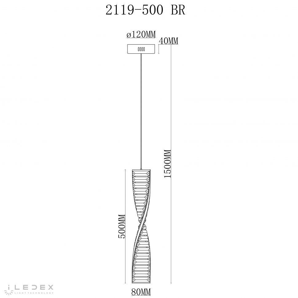 Подвесной светильник 8-120 см, LED*9W, 4000K, iLedex Woodstock 2119-500 BR, Латунь