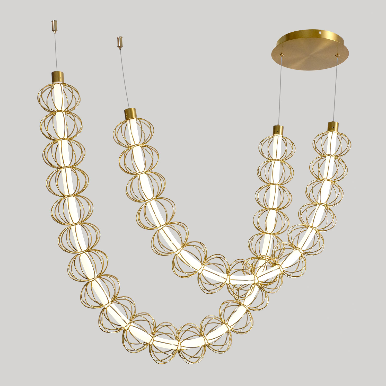 Линейно-подвесной светильник 220*120-220 см, 1*LED, 52W, 3000K, Lussole Howard LSP-7347, матовое золото