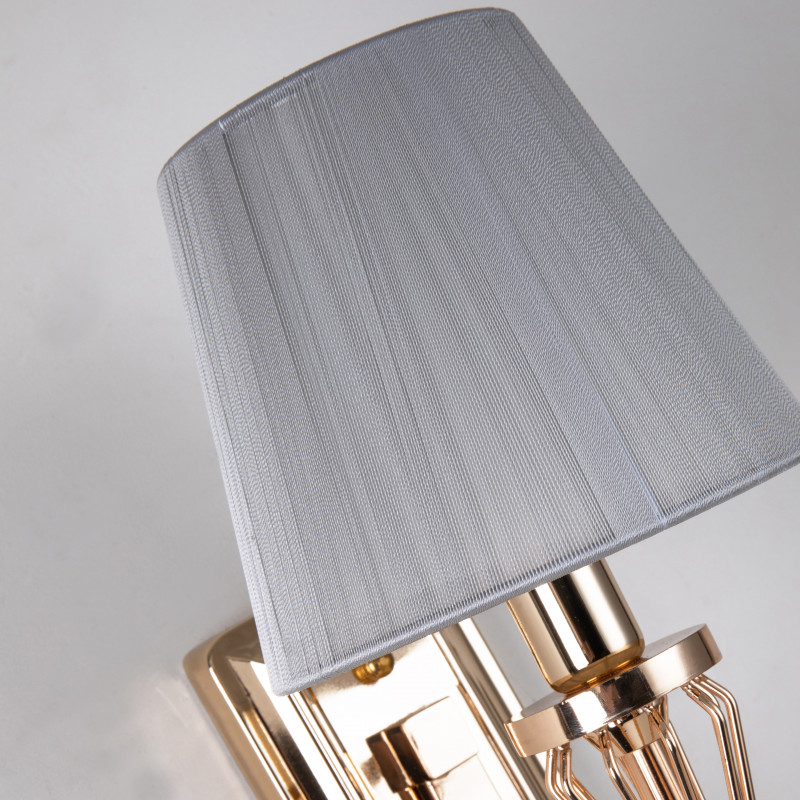 Бра Favourite Sade 2690-1W, D220*W160*H330, золотой гальваники, абажур из серой нити, декоративные элементы выполнены из прозрачного стекла