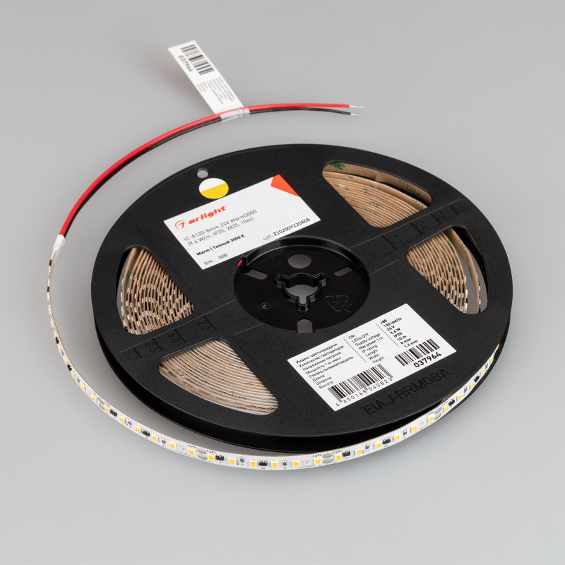 Лента IC-A120-8mm 24V Warm3000 (9.6 W/m, IP20, 2835, 10m) (Arlight, стабилизированная) 037964. Цена указана за 10 метров. Продается кратно 10 метрам.