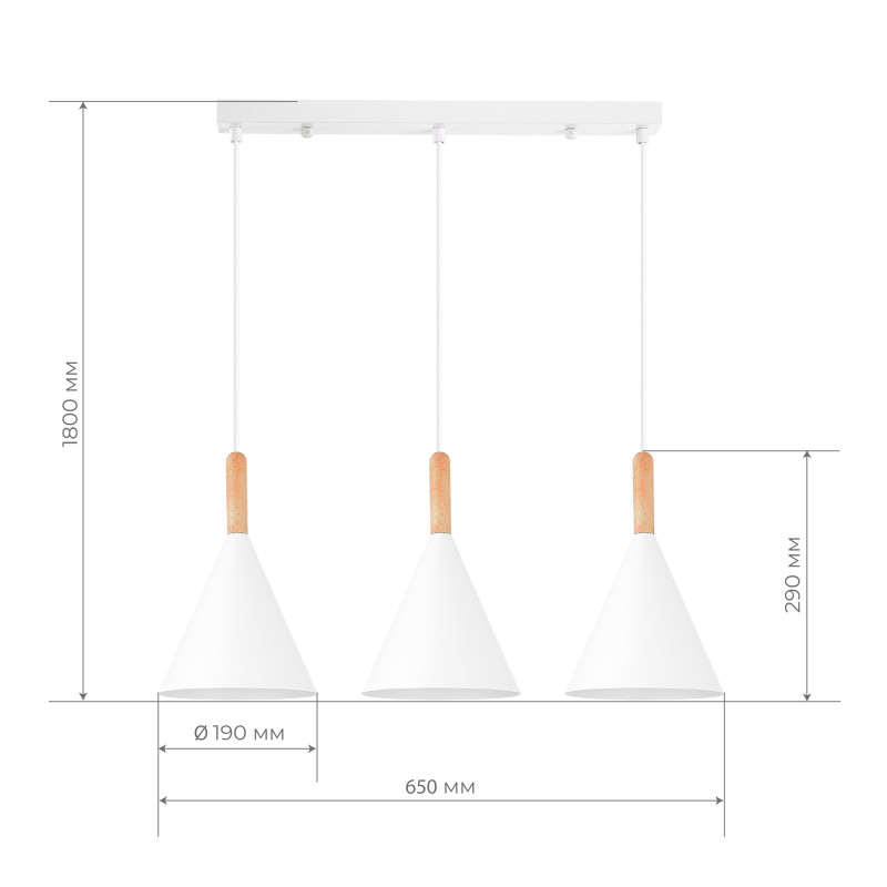 Светильник подвесной 65*19*31,5/180 см, 3*E27 EVOLUCE Arket SLE1255-503-03 белый