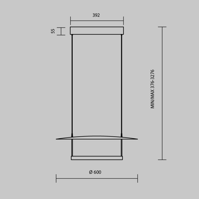 Подвесной светильник с диммером 60*60*334,6 см, LED*30W, 3000K, Maytoni Ambience MOD280PL-L30B3K1, черный
