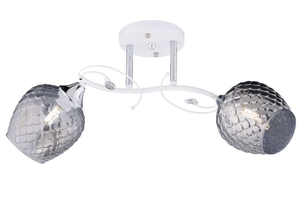 Люстра L500 x W200 x H255, мм, 2*40W (80W), WT+CR (Белый+Хром) Rilon 3533/2 WT+CR