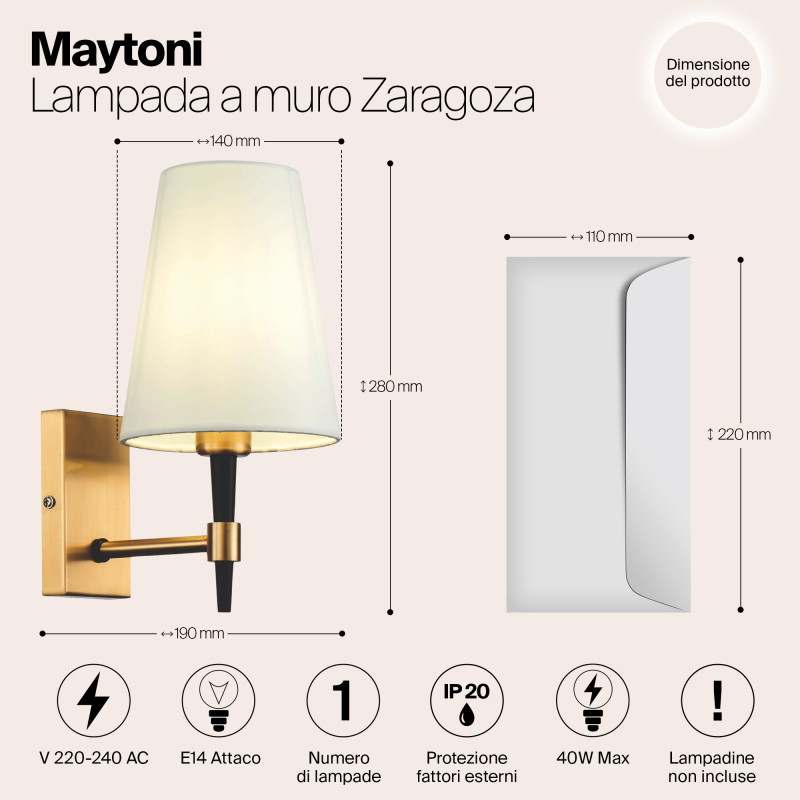 Бра Maytoni Zaragoza H001WL-01BS, латунь